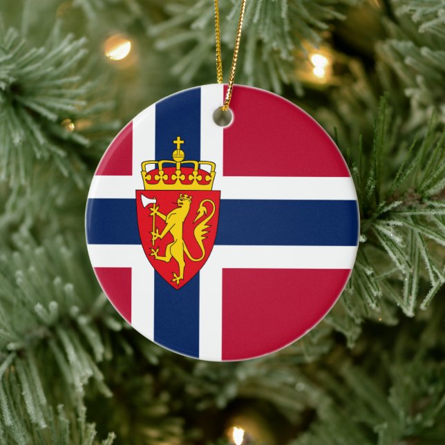 Décoration En Céramique Drapeau/Armoiries de Norvège (Arbre)
