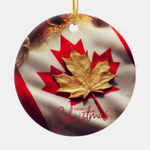 DÉCORATION EN CÉRAMIQUE DRAPEAU CANADIEN INSPIRÉ