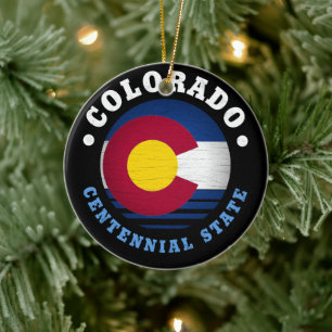DÉCORATION EN CÉRAMIQUE DRAPEAU CENTENAIRE D'ÉTAT DE COLORADO