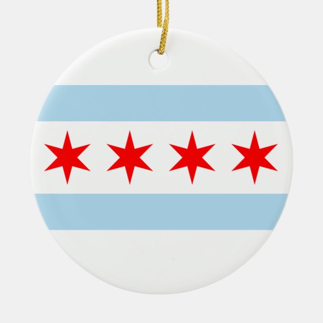 Décoration En Céramique Drapeau de Chicago (Devant)