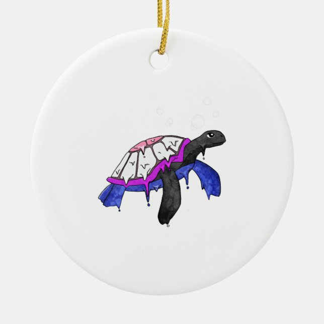 Décoration En Céramique Drapeau de fierté fluide en matière de genre Tortu (Devant)