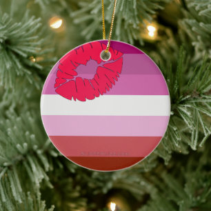 Décoration En Céramique Drapeau de fierté lesbienne au rouge à lèvres Slip