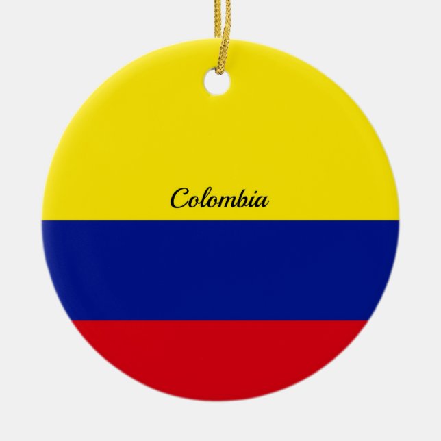 Décoration En Céramique Drapeau de la Colombie, étiqueté (Devant)