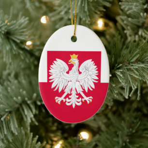 Décoration En Céramique Drapeau de la Pologne (avec armoiries)