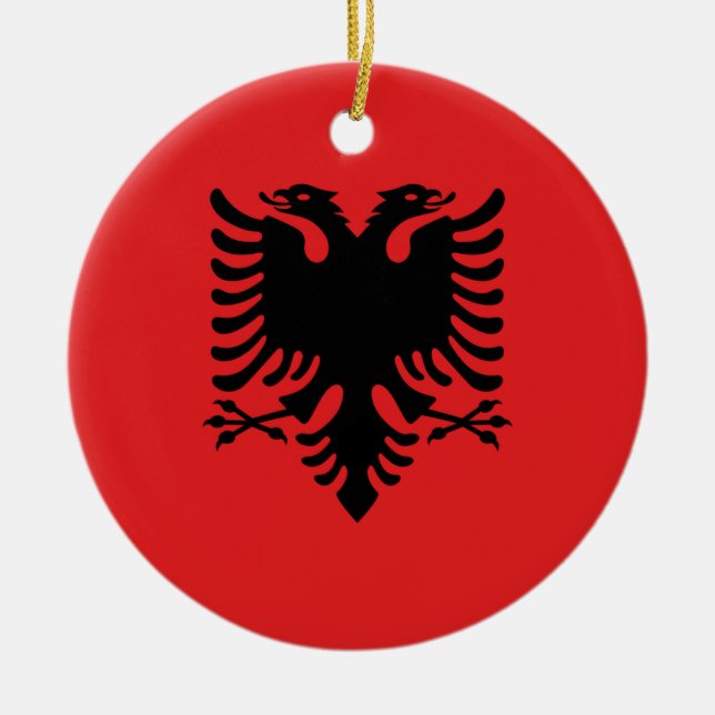 Décoration En Céramique Drapeau de l'Albanie - le Flamuri Kombëtar - (Devant)