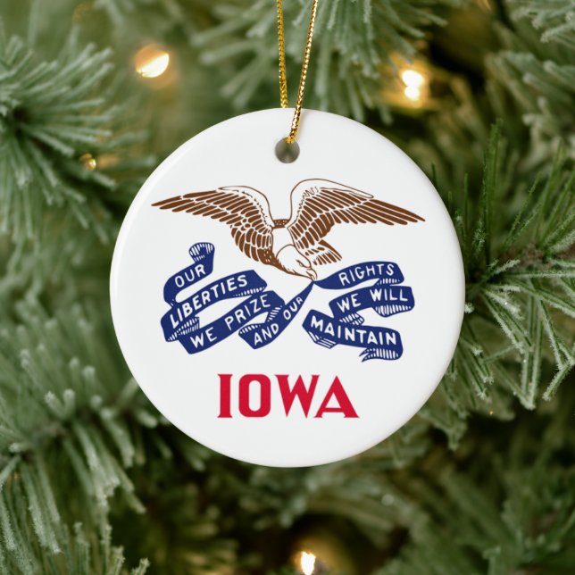 Décoration En Céramique Drapeau de l'État de l'Iowa (Arbre)