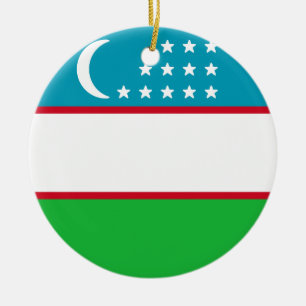 Décoration En Céramique Drapeau de l'Ouzbékistan