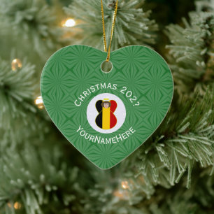 Décoration En Céramique Drapeau de Noël ange belge personnalisé 