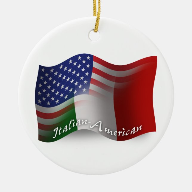 Décoration En Céramique Drapeau de ondulation Italien-Américain (Devant)