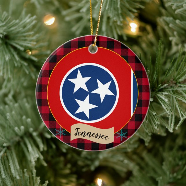 Décoration En Céramique Drapeau du Tennessee, du buffle rouge et du Tennes (Arbre)