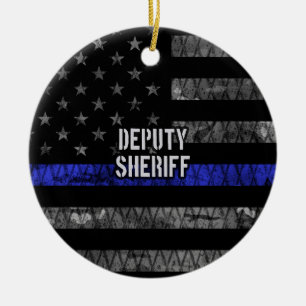 Décoration En Céramique Drapeau en détresse du shérif adjoint