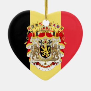 Décoration En Céramique Drapeau et certificat d'authenticité de la Belgiq