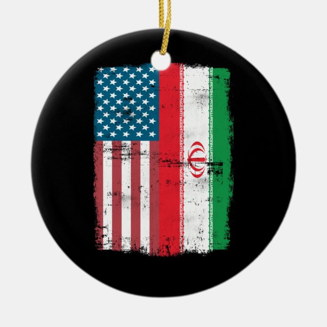 Décoration En Céramique Drapeau irano-américain - RACINES IRANIENNES (Devant)