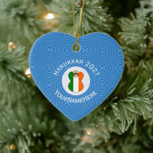 Décoration En Céramique Drapeau Irlandais Ange de Hanukkah Nom Année Cœur
