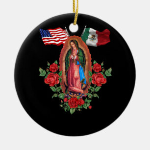 Décoration En Céramique Drapeau Mexicain Américain Notre Dame Virgen De Gu