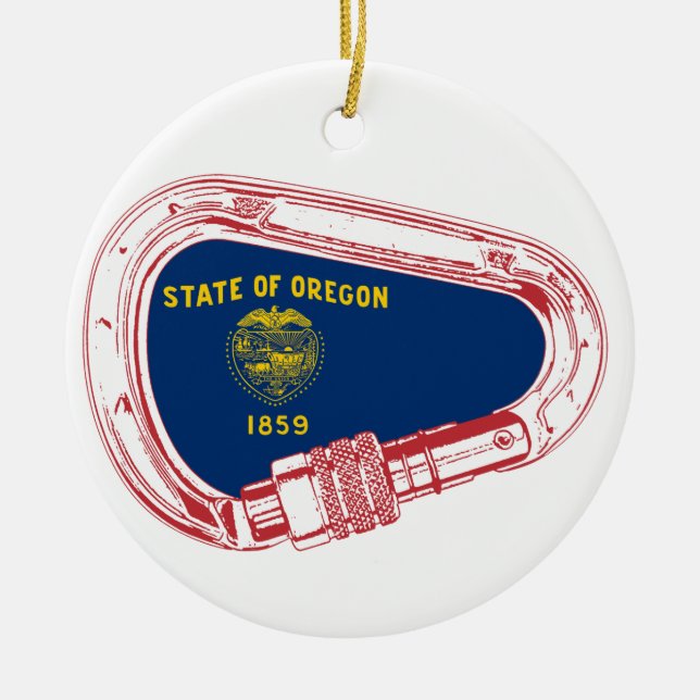 Décoration En Céramique Drapeau Oregon Escalade carabiner (Devant)