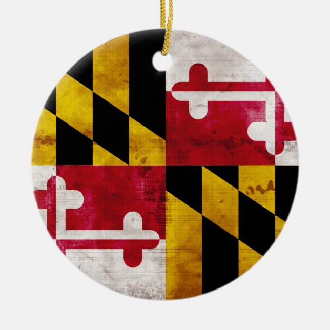 Décoration En Céramique Drapeau patiné du Maryland (Devant)