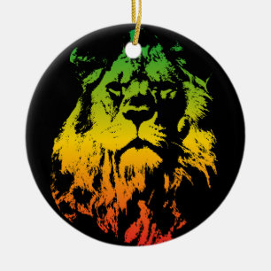 Décoration En Céramique Drapeau Rasta Couleurs Lion Joyeux Noël
