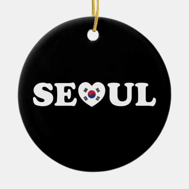 Décoration En Céramique Drapeau Seoul Love Heart Taegeukgi (Devant)
