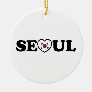 Décoration En Céramique Drapeau Seoul Love Heart Taegeukgi