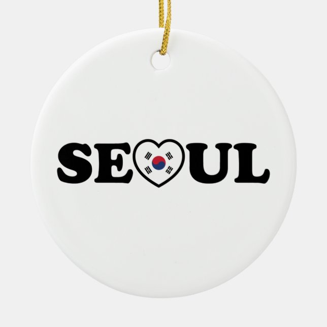 Décoration En Céramique Drapeau Seoul Love Heart Taegeukgi (Devant)