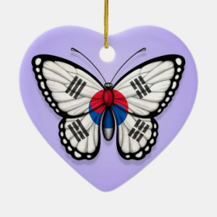 Décoration En Céramique Drapeau sud-coréen de papillon sur le pourpre