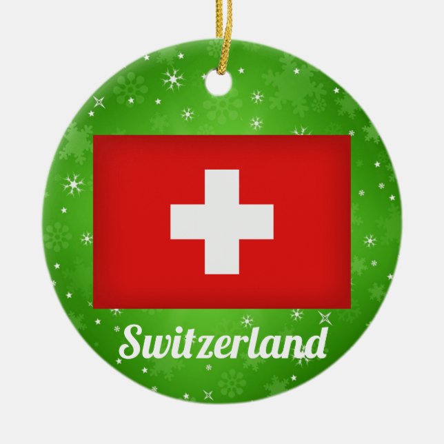 Décoration En Céramique Drapeau suisse Noël (Devant)