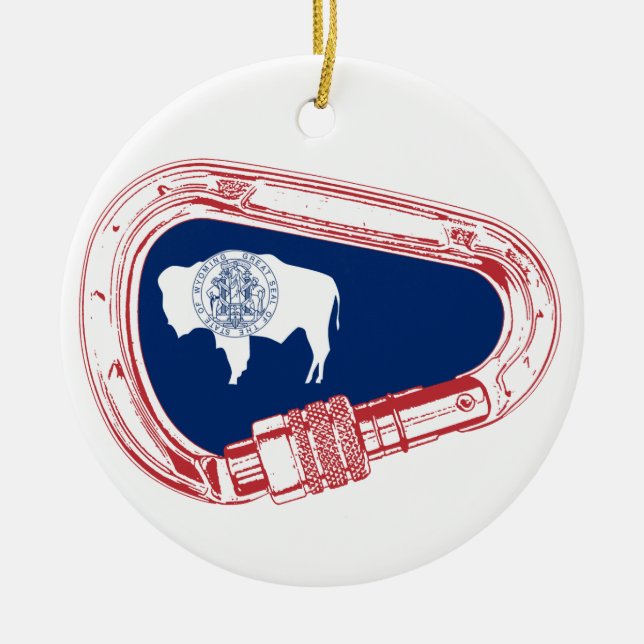 Décoration En Céramique Drapeau Wyoming Escalade Carabiner (Devant)