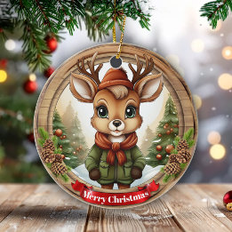 Décoration En Céramique Dressed Whimsical Reindeer Fun Holiday Season 🦌🎄