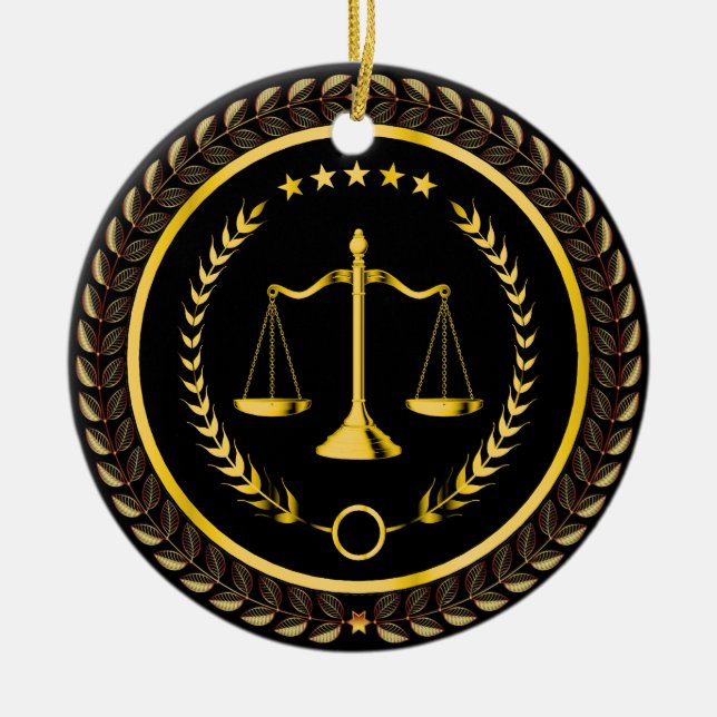 Décoration En Céramique Droit, Avocat, Échelles de justice (Devant)