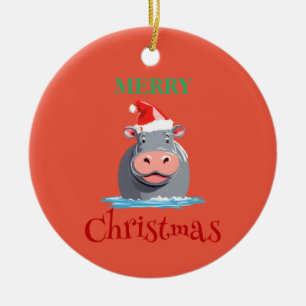 Décoration En Céramique Drôle animaux Safari HIPPO Père Noël Costume de No