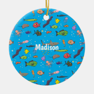 Décoration En Céramique Drôle des créatures marines dessin motif