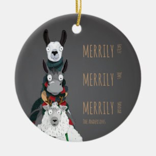 Décoration En Céramique Drôle Mignonne âne, Llama et Gris mouton