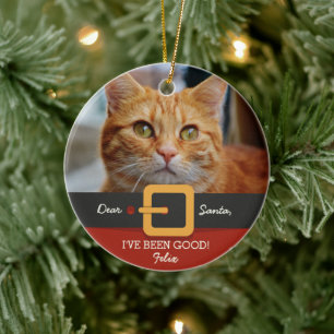 Décoration En Céramique Drôle Noël Père Noël Chat Photo et Nom Personnalis