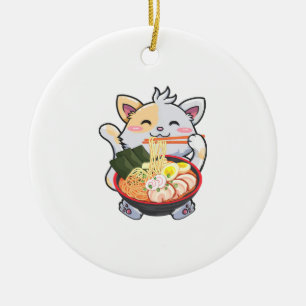 Décoration En Céramique Drôle Ramen Chat Anime Kawaii nouilles japonaises