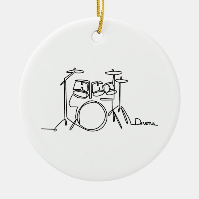 Décoration En Céramique Drummer Music Design Drums One-Line (Devant)