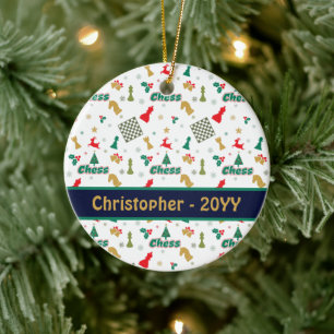 Décoration En Céramique Échecs de Noël - Pièces, Arbre, Holly, Rennes