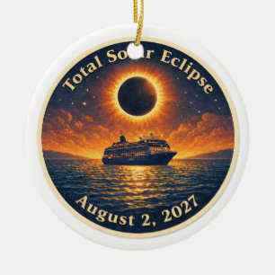 Décoration En Céramique Éclipse solaire totale du 2 août 2027 bateau de cr