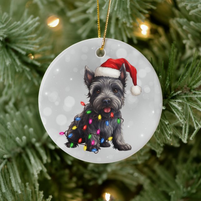 Décoration En Céramique Ecosse Terrier Puppy Christmas Lights (Arbre)