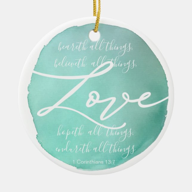 Décoration En Céramique Écriture d'amour religieuse simple aquarelle (Devant)