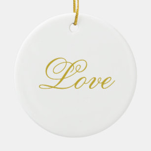 Décoration En Céramique Écriture dorée chic et blanche pour mariage en cal