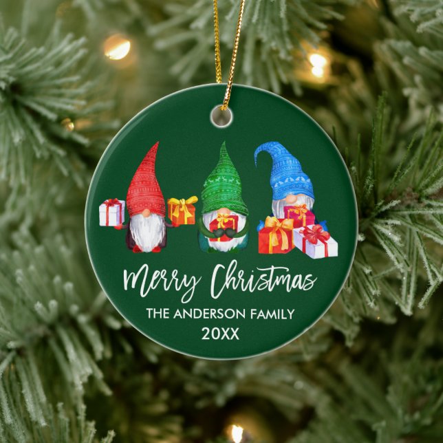 Décoration En Céramique Écriture Pinceau Gnomes Aquarelle Noël Vert (Arbre)