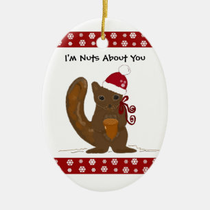 Décoration En Céramique Écureuil de Noël avec citation mignonne