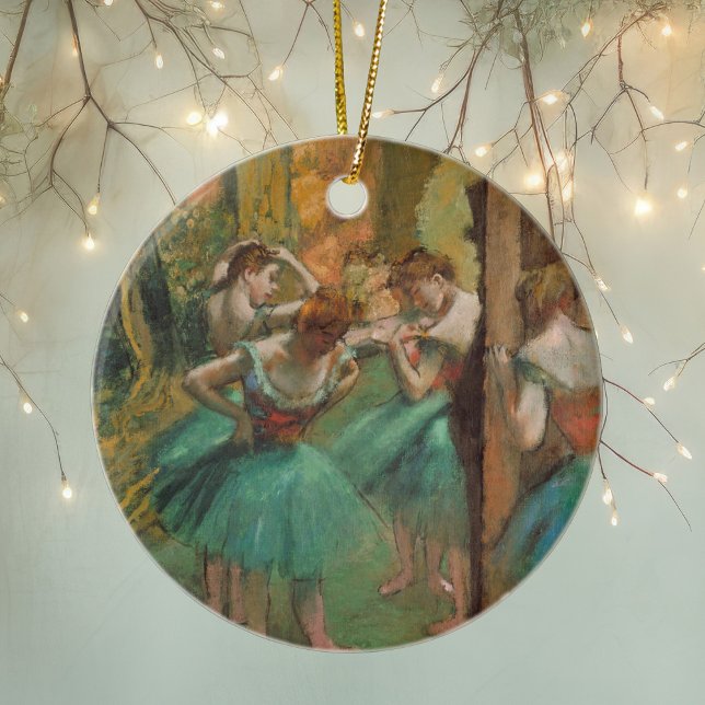 Décoration En Céramique Edgar Degas Danseuses Impressionniste rose et vert (Créateur téléchargé)