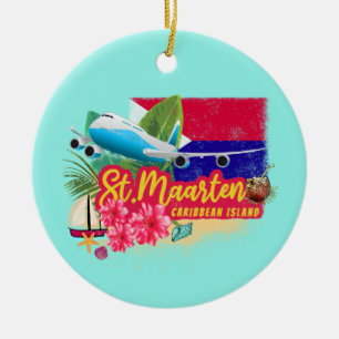 Décoration En Céramique Église Saint-Maarten Retro Caribbean Vintage Islan