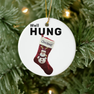 Décoration En Céramique Eh bien Hung Funny Ornament, Humour coquin Noël