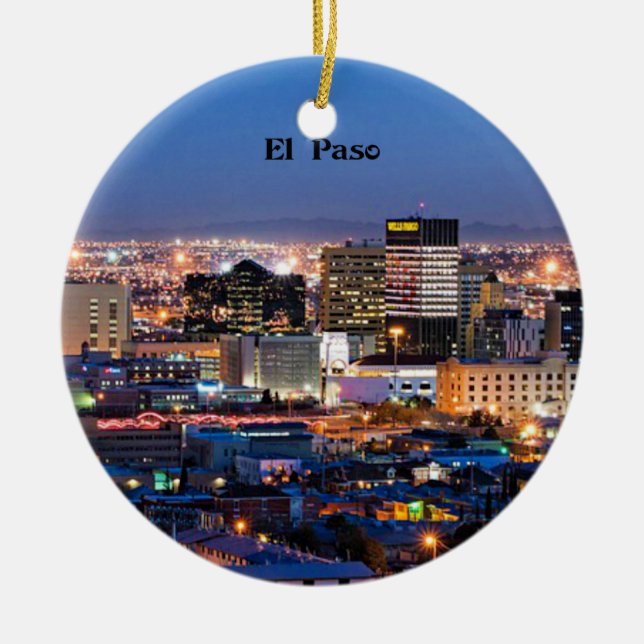 Décoration En Céramique El Paso, Texas à la nuit (Devant)