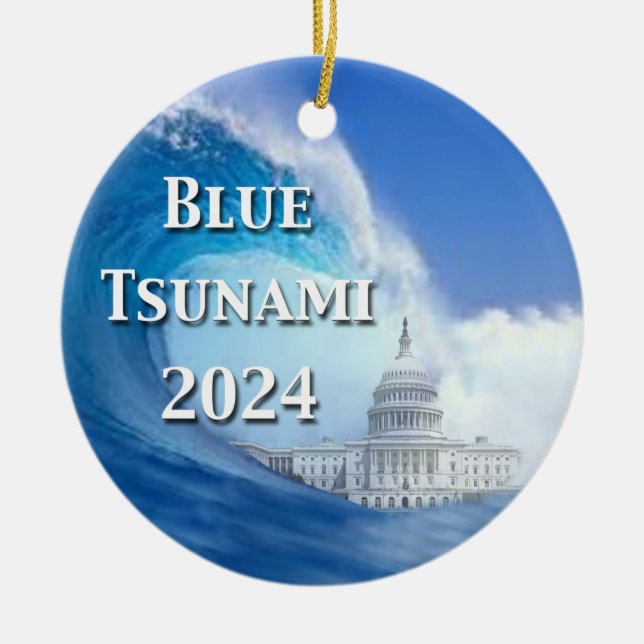Décoration En Céramique Élection du tsunami bleu 2024 (Devant)