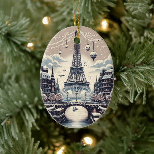 Décoration En Céramique Élégance hivernale parisienne - Noël dans la ville