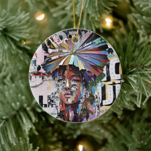 Décoration En Céramique Élégance vive : Fille artistique colorée